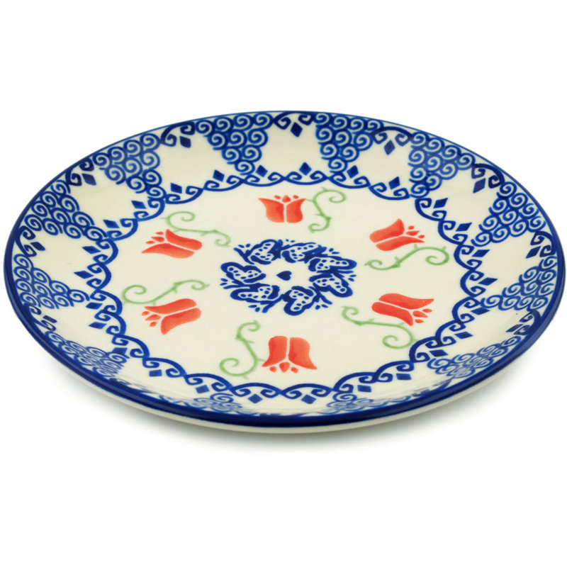 Butterfly Tulips Stoneware Decorative Plate - Set of 1