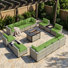 15-Piece Modular Outdoor Patio Furniture Set With 55,000 BTU Fire Pit Table And Wicker Sectional Seating