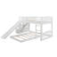 Lit superposé simple au-dessus de simple avec deux tiroirs et glissière Stairway, blanc-1215139112