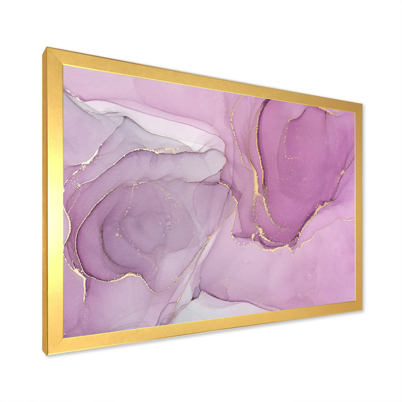 Mauve liquide Waves I - peinture sur toile, H 30 po x l 40 po x P 1,5 po, Encadrement doré