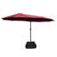 Parasol d'extérieur rouge 15 x 9 pi avec double base rectangulaire. Abat-jour supplémentaire pour le jardin, au bord de la piscine. - Auvent, structure en acier robuste, manivelle pratique, base de l'évent - Rouge. Grande cour arrière