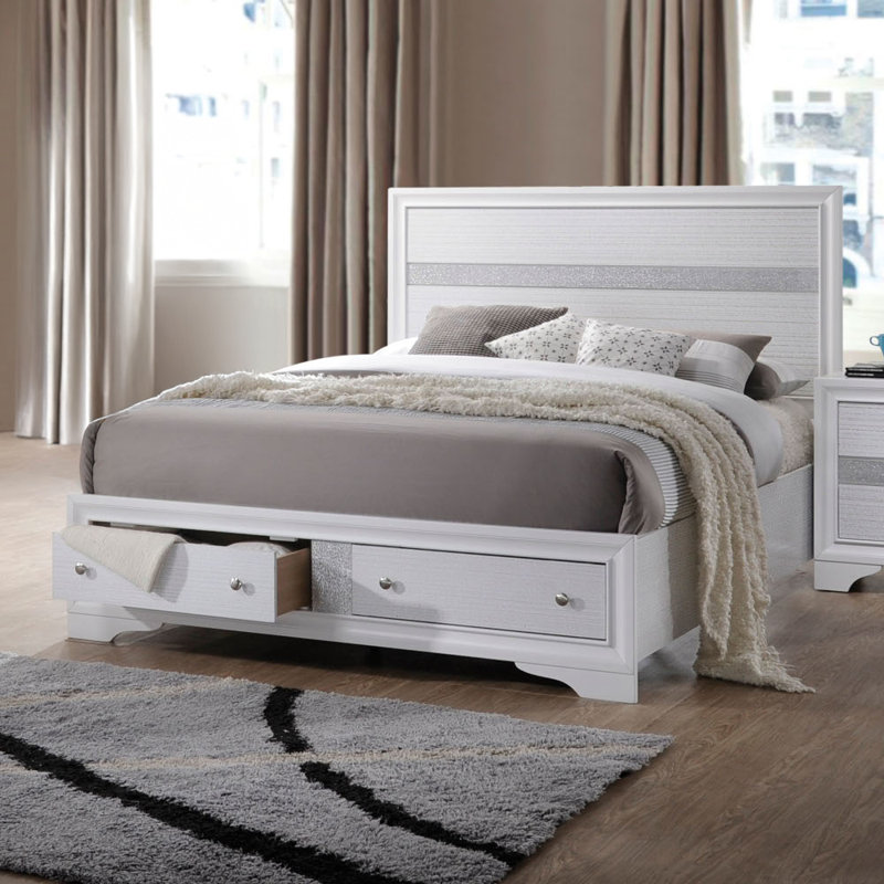 Modern white storage Queen bed