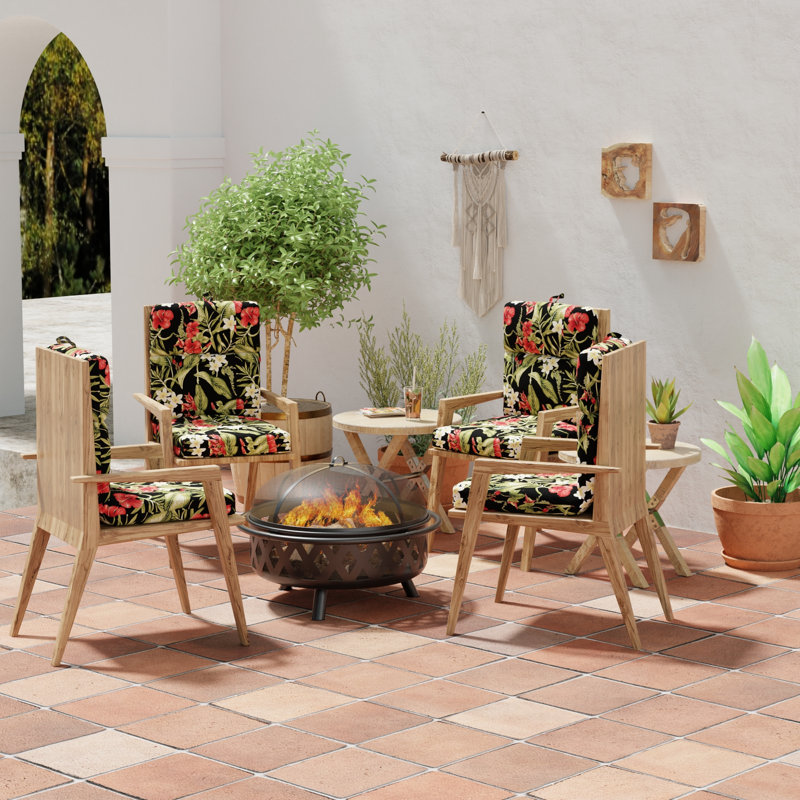 22" x 44" Outdoor Chair Cushion with Ties and Loop, Capulet Rojo