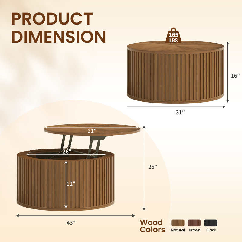 Table basse Anival, Bois naturel