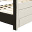 Lit plateforme simple tapissier en lin beige avec lit gigogne pour une qualité durable