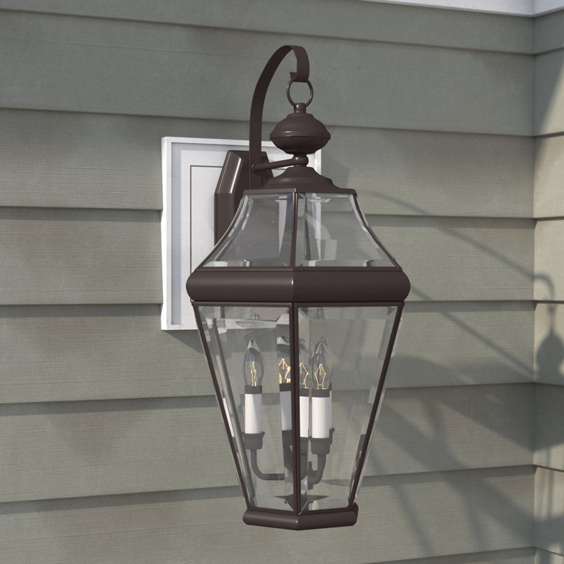 Creason Beveled Glass Outdoor Wall Lantern, Bronze
