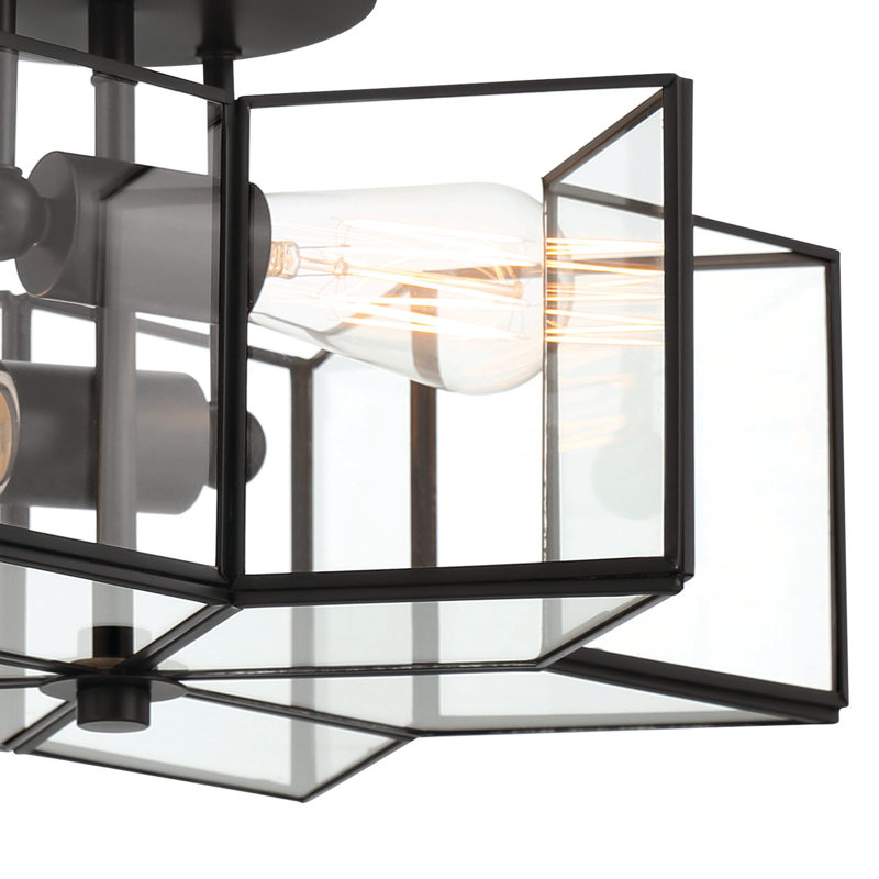 Ardito 2 - Light 41cm Unique/Statement Star Semi Flush Mount Light, Black