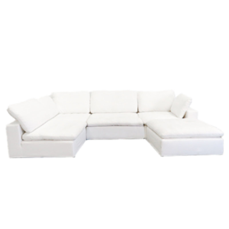 Canapé moderne modulaire 5 places Harper, H 33,05 po x l 70,05 po x P 105,05 po, Blanc