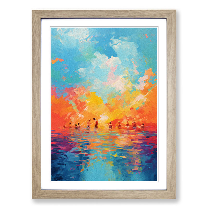 Swimming Colour Field No.2 - Framed Print, Oak, 46cm H x 34cm W x 2cm D