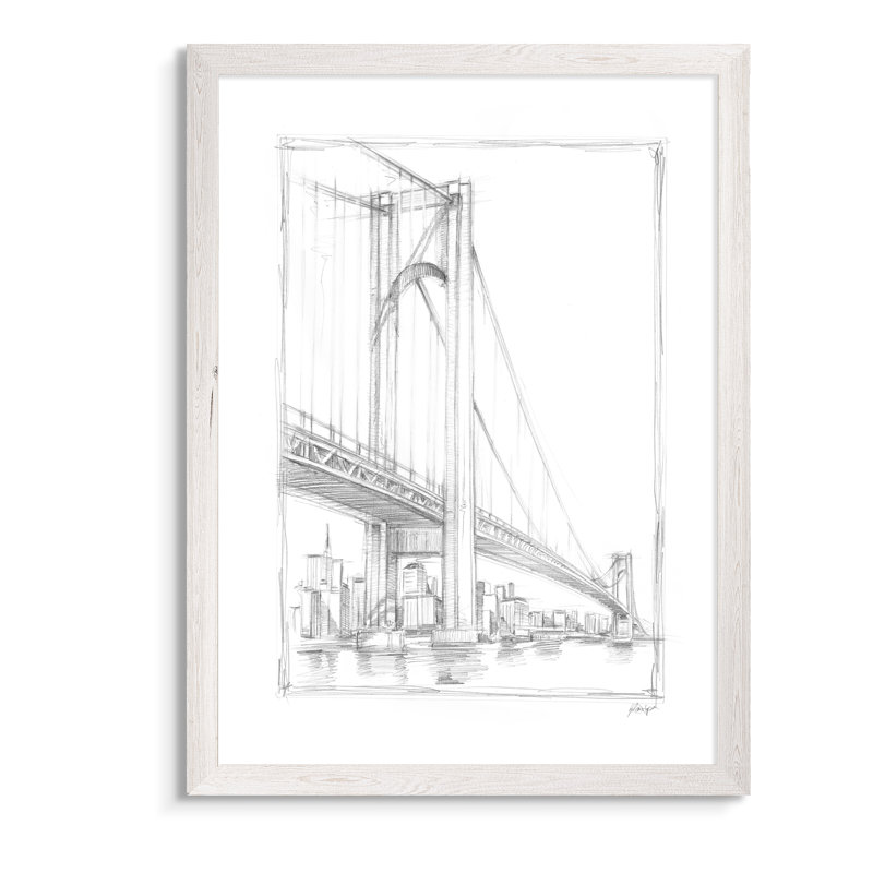 «Suspension Bridge Study I» par Paul Cezanne - reproduction d'art encadrée, H 22 po x l 16 po x P 2 po, Toile encadrée, blanc