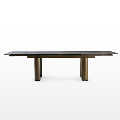 Rectangular Extendable Dining Table With Sintered Stone, Black (78"-118") by Hokku Designs