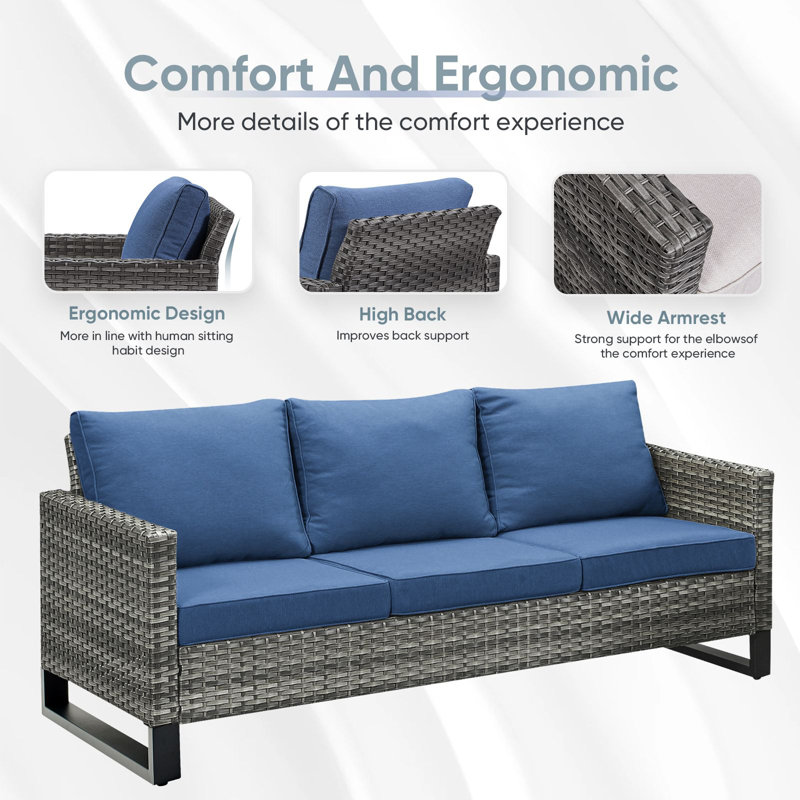 Naresa 9-Piece Wicker Outdoor Furniture Set – 3-Seat Sofa & Swivel Gliders For Cozy Backyard Gatherings