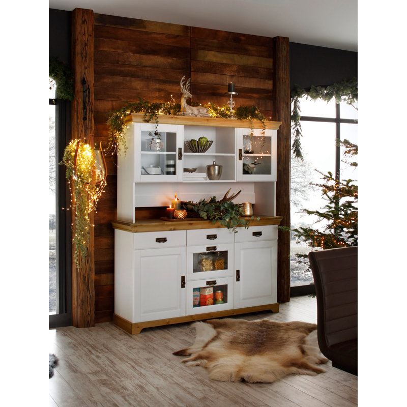 Harrietstown 145cm Solid Wood Sideboard, White/Natural