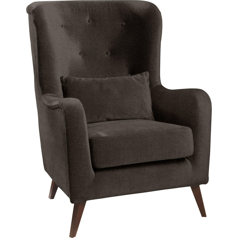 Noah Upholstered Wingback Chair, Brown