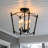 Square Wire Frame Semi-Flush Mount - 4-Light, E12 Candelabra Base, Matte Black