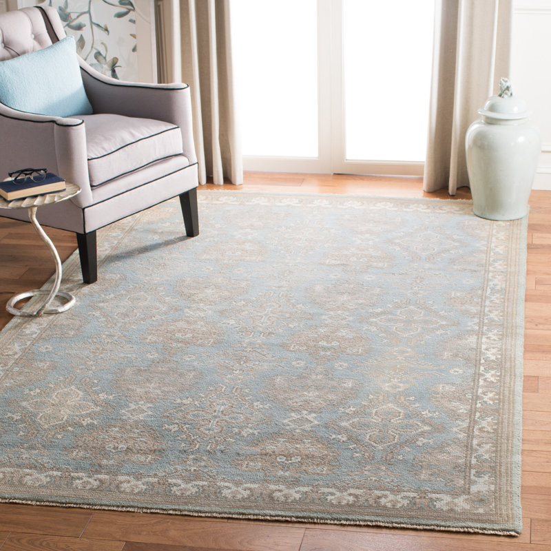 Sivas Hand-Knotted Light Blue/Ivory Area Rug, Rectangle 9' x 12'