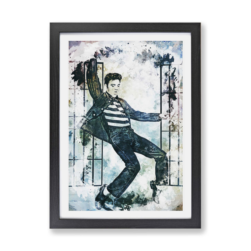 Elvis Presley Dancing - Framed Print, Black, 24cm H x 33cm W x 2cm D