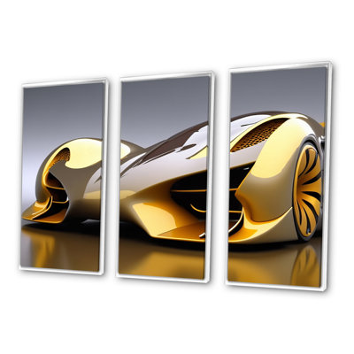Futuristic Golden Luxury Car I " Futuristic Golden Luxury Car I " 3 - Pieces
