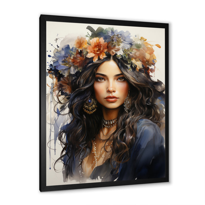 «Trevonn Boho Latina Bohemian Queen», reproduction sur toile, Cadre photo noir, H 20 po x l 12 po x P 1 po
