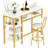 Bar Table Set For 2 With 4 Storage Shelves, 47" Modern Faux Marble Breakfast Table And 2 Upholstered  Counter Stools W/ Backrest And Footrest, 3-Piece Dining Set For 2, Space Saving Bar Height Table And Chairs For Kitchen,Dining Room, Living Room, Stud-1015085476-1015085498