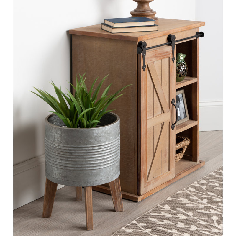 Tyne Metal Pot Planter, Silver/Rustic Brown