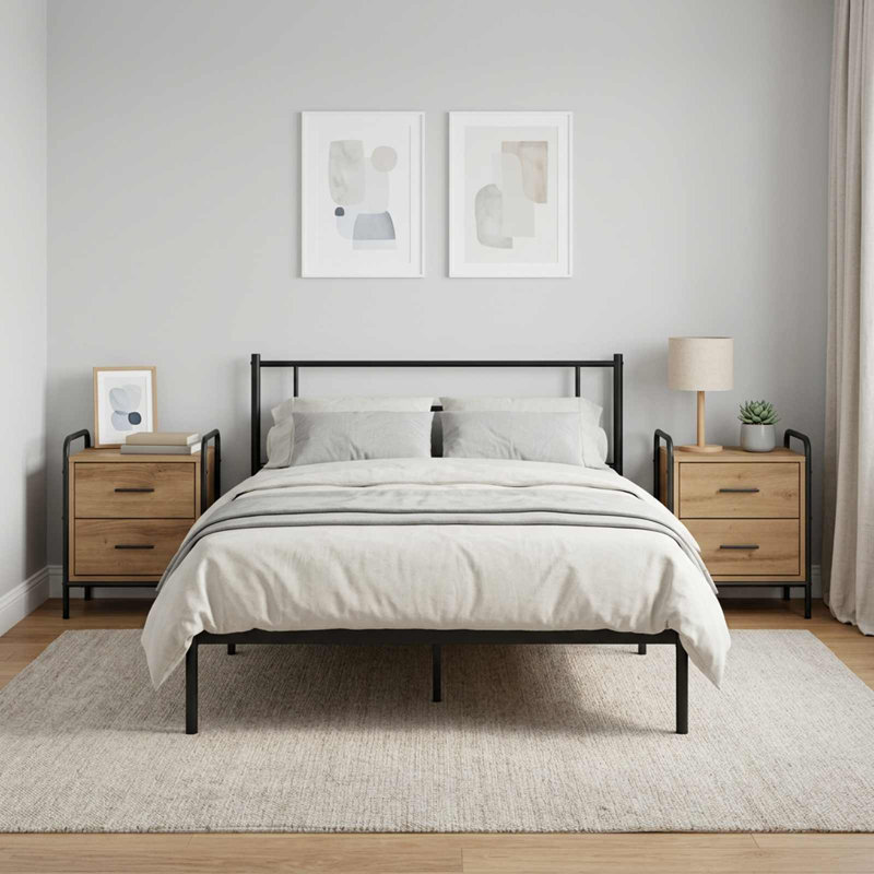 40 cm W Galvanised Steel Bedside Table