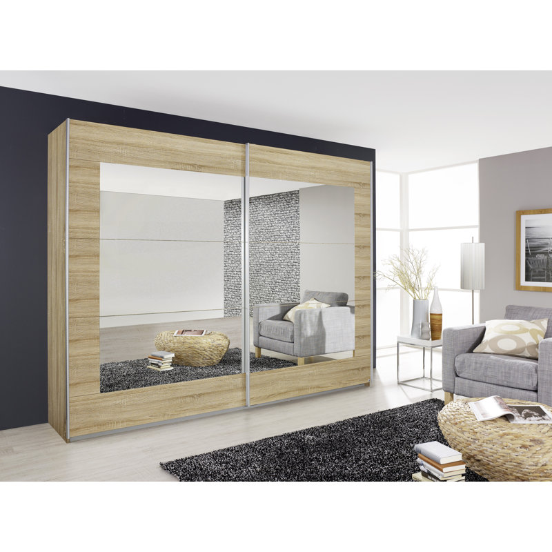 Alegro Sliding Door Wardrobe, Sonoma Oak, 210 cm H x 181 cm W x 62 cm D