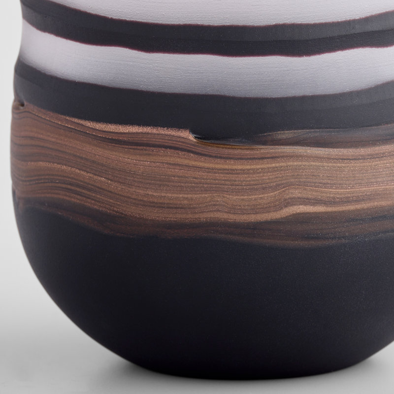 Midnight Road Handmade Glass Table Vase, 6.75" H x 6.5" W x 6.5" D