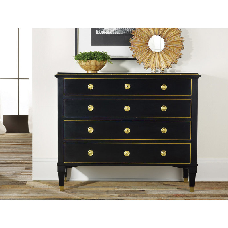 Commode décorative 4 tiroirs 19e siècle, Ébène