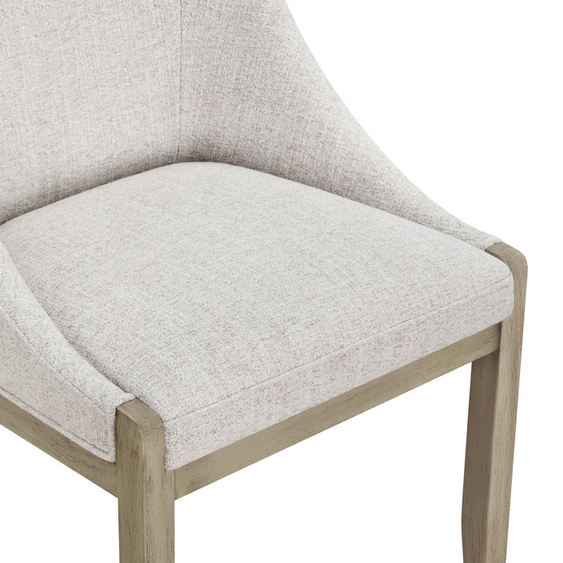 Sherwood Upholstered Dining Chair with Solid Wood Legs, Nathan Wheat Performance Tweed