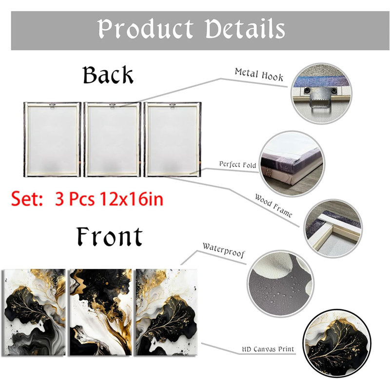 3 Piece Wrapped Canvas Wall Art