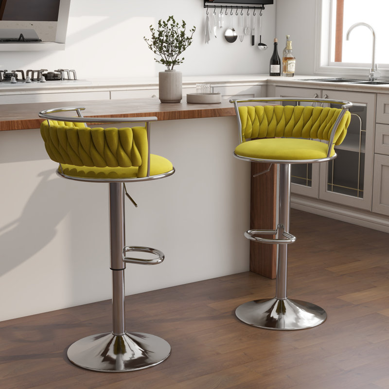 Tabouret de bar Christal, Argent argent, Olive terne