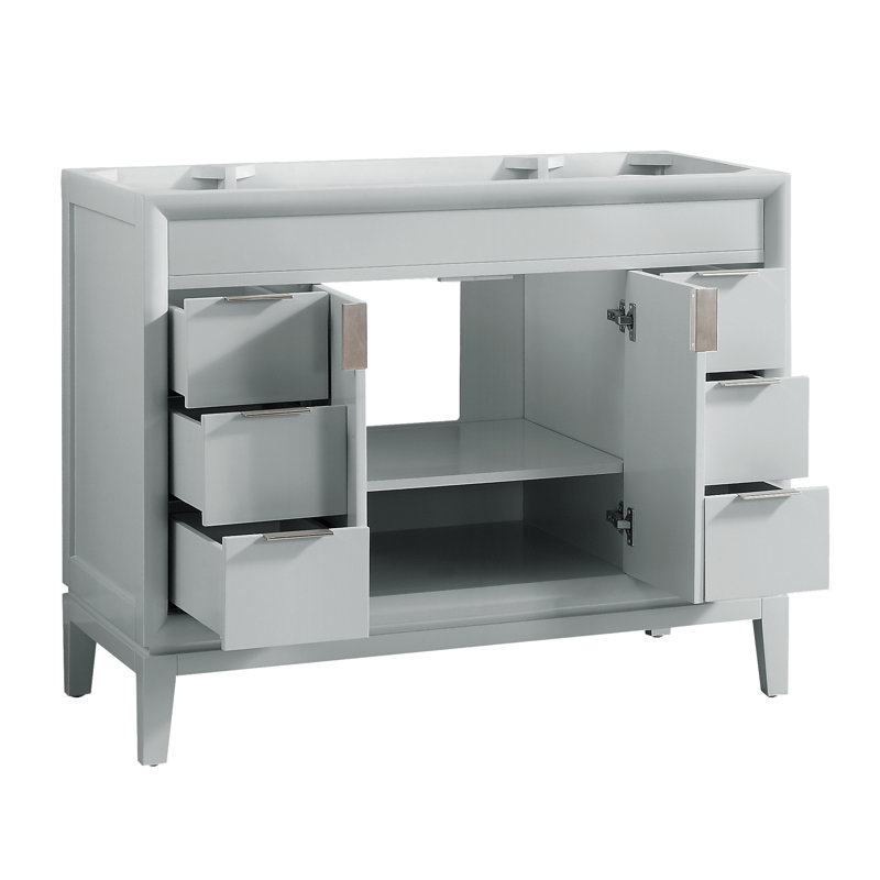 Ensemble de meuble-lavabo simple 43 po Emma, Marbre blanc de Carrare, Gris colombe