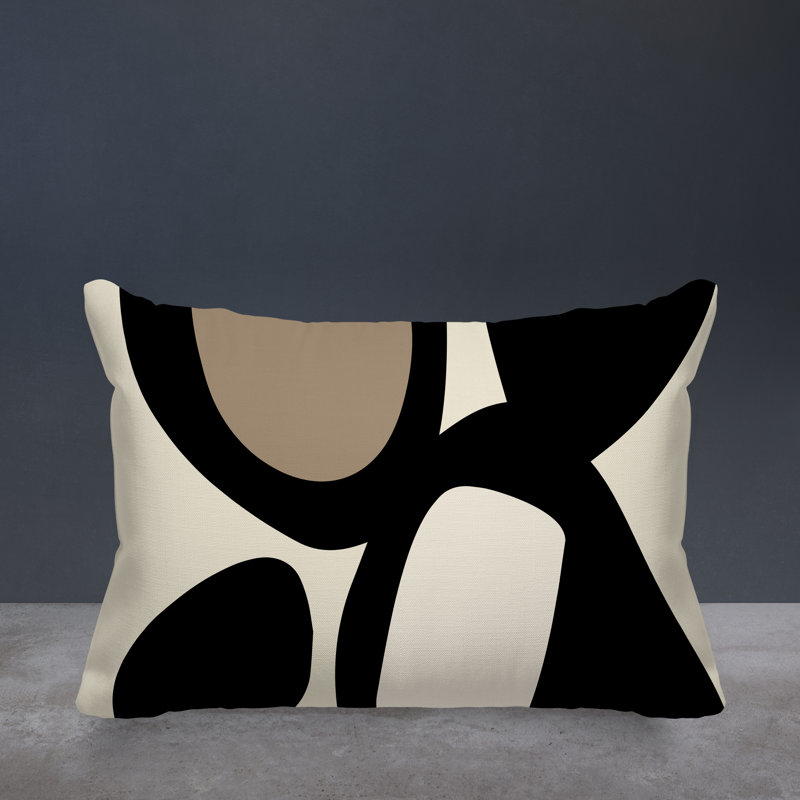 Coussin intérieur / extérieur en polyester filé Karney, Noir, H 14 po x l 20 po