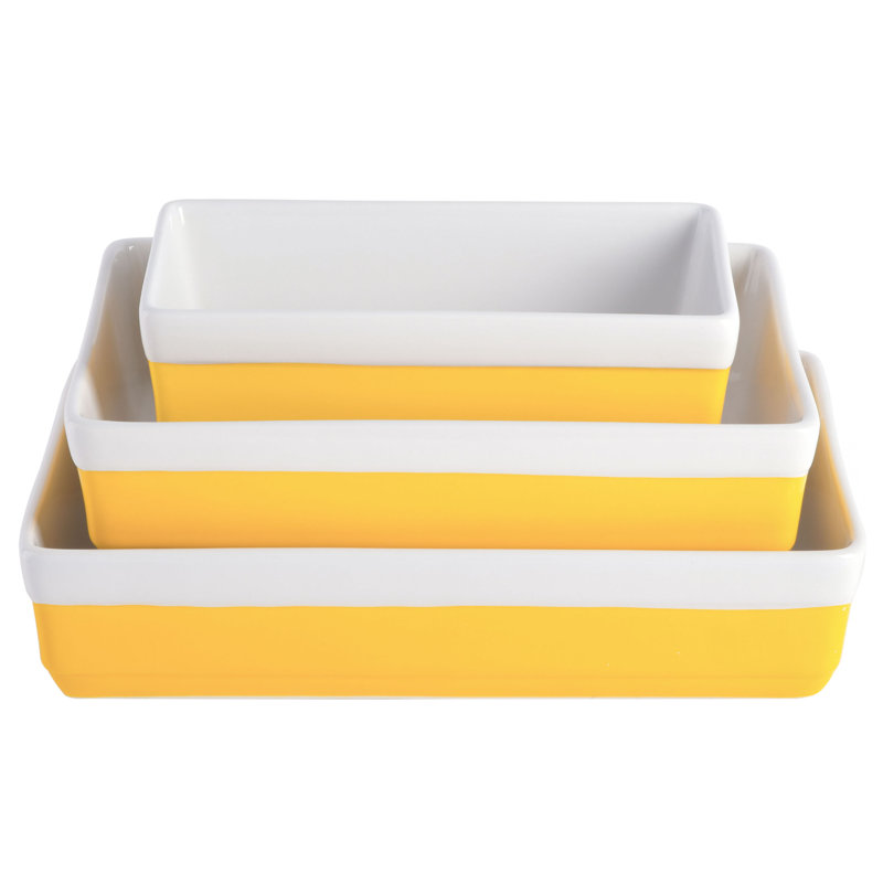 Martha Stewart 3 Piece Stoneware Bakeware Set, Yellow
