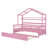 Cincinnatus Wooden House Bed with Trundle and Shelf-626881182-659941614