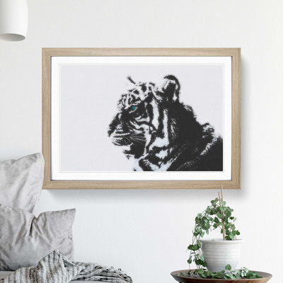 White Bengal Tiger in Abstract - Picture Frame Graphic Art Print