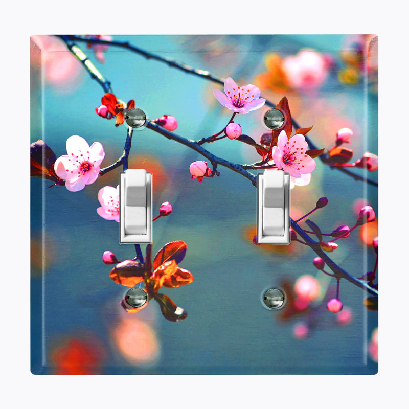 Couvercle de prise de courant en métal (fleurs Sakura - double basculement)