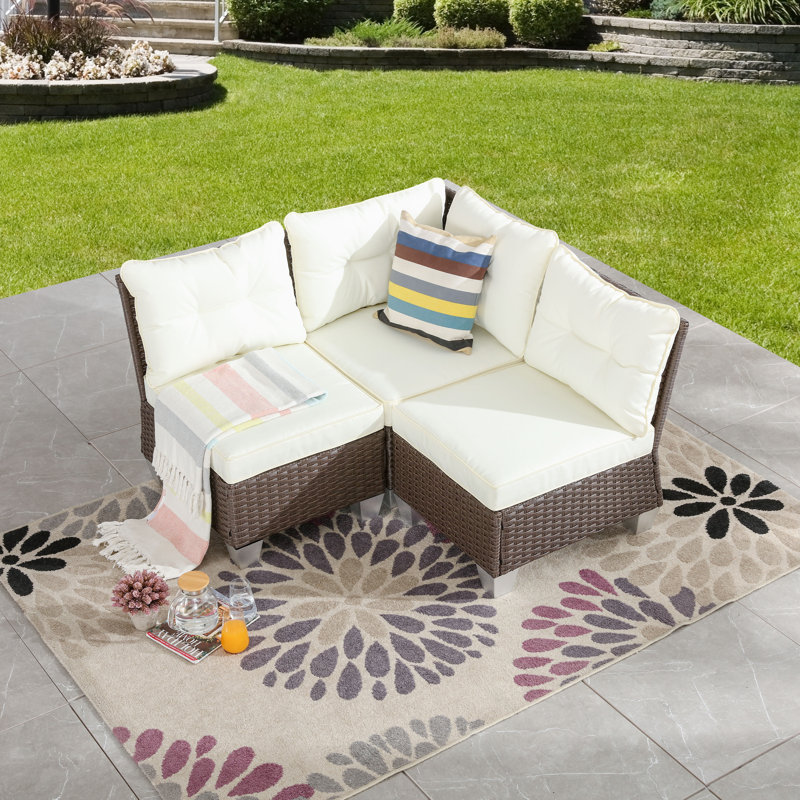 85'' Wide Wicker Patio Sectional with Cushions