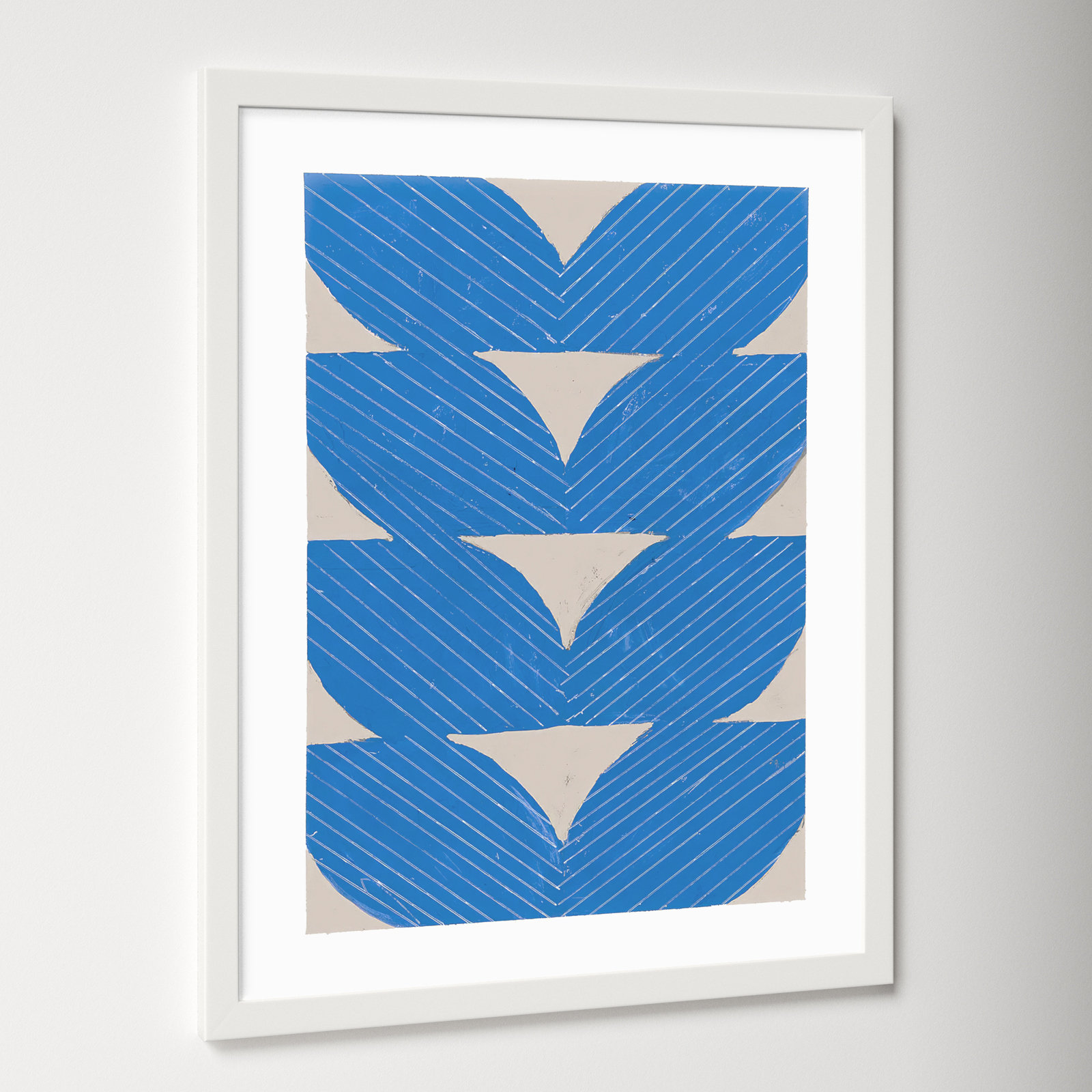 Blue Chevron by Andrea Stokes, White, 38" H x 30" W x 1.25" D