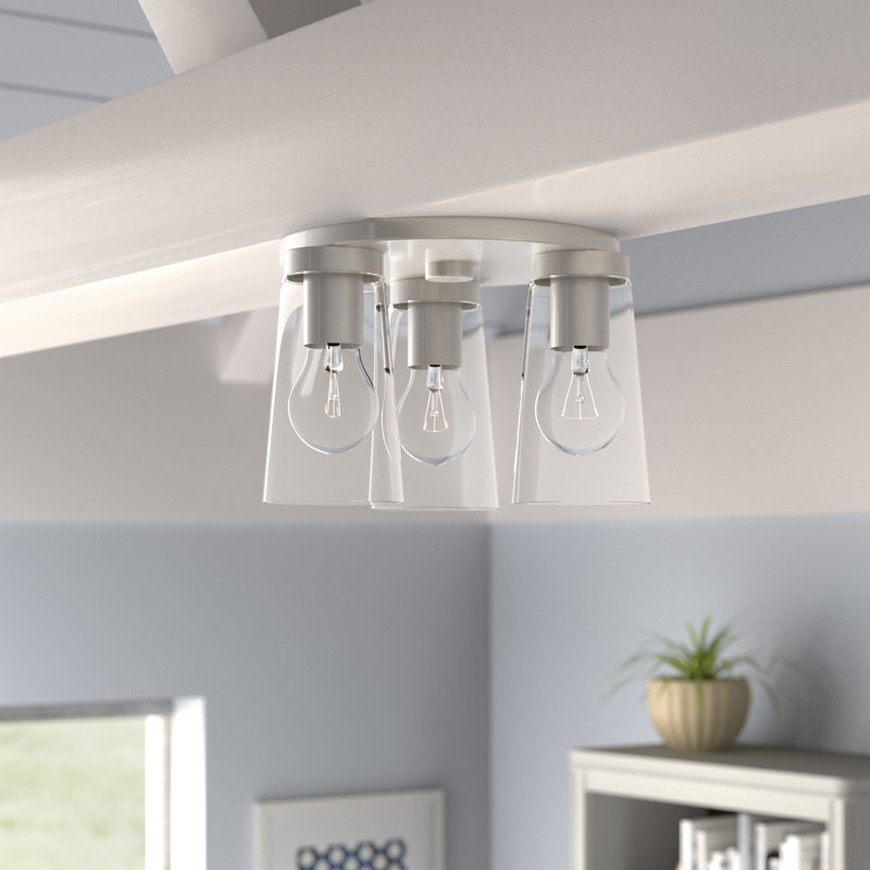 Nakita Dianne Large 3-Light 11" Flush Mount, Brushed Nickel