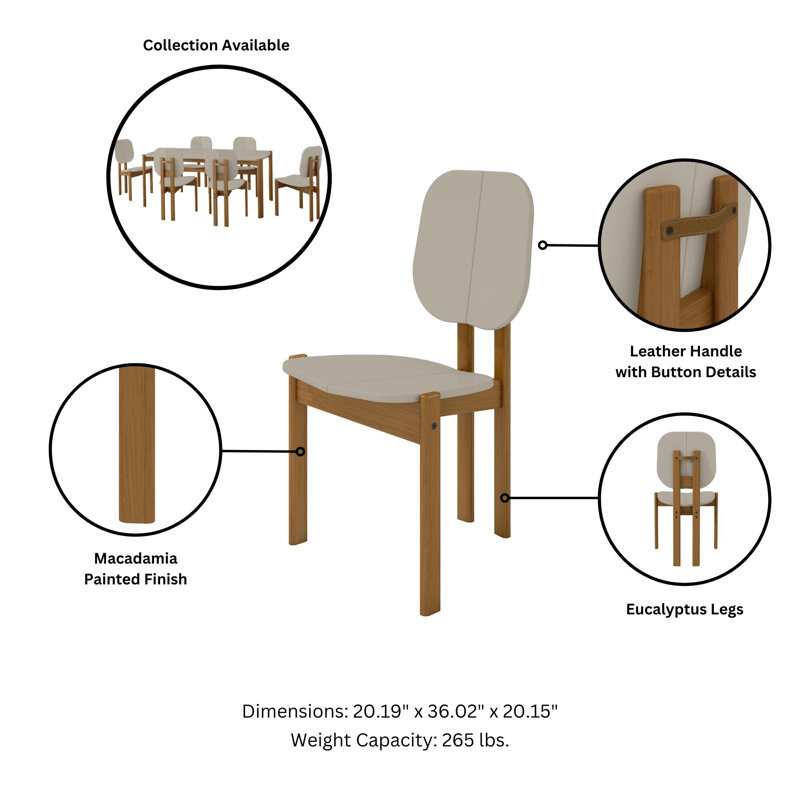 Chaise d'appoint Gales Mid-Century avec pieds en bois d'eucalyptus massif gris, Beige