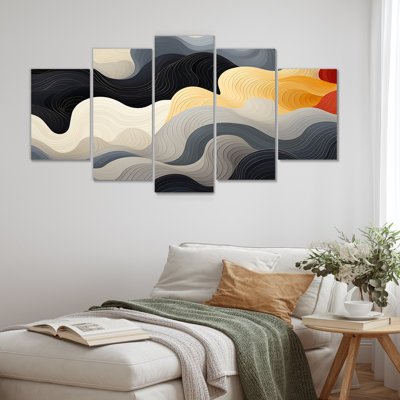 Black And Orange Solar Storm - Abstract Multipanel Wall Art