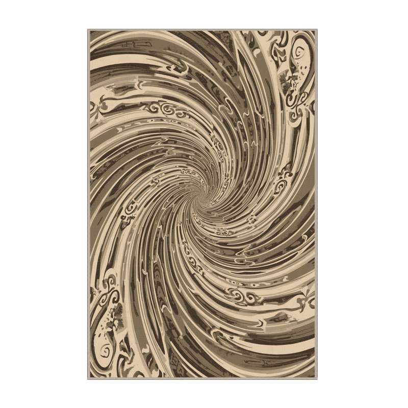 Tapis damassé classique brun et beige lavable à la machine Pantelis, 6 X 9