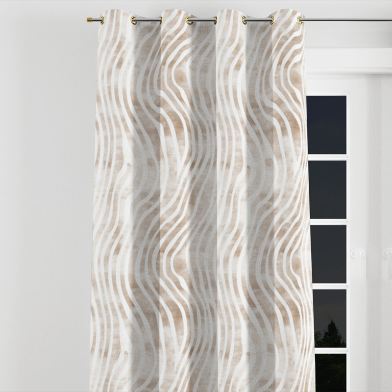Rideaux en velours abstrait avec œillets Modern, Œillets dorés, L 52 po x L 108 po
