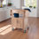 Rachael Utility Cart with Wheels and Drawer Cabinet in Natural, 32.90" H X 43.05" W X 19.90" D