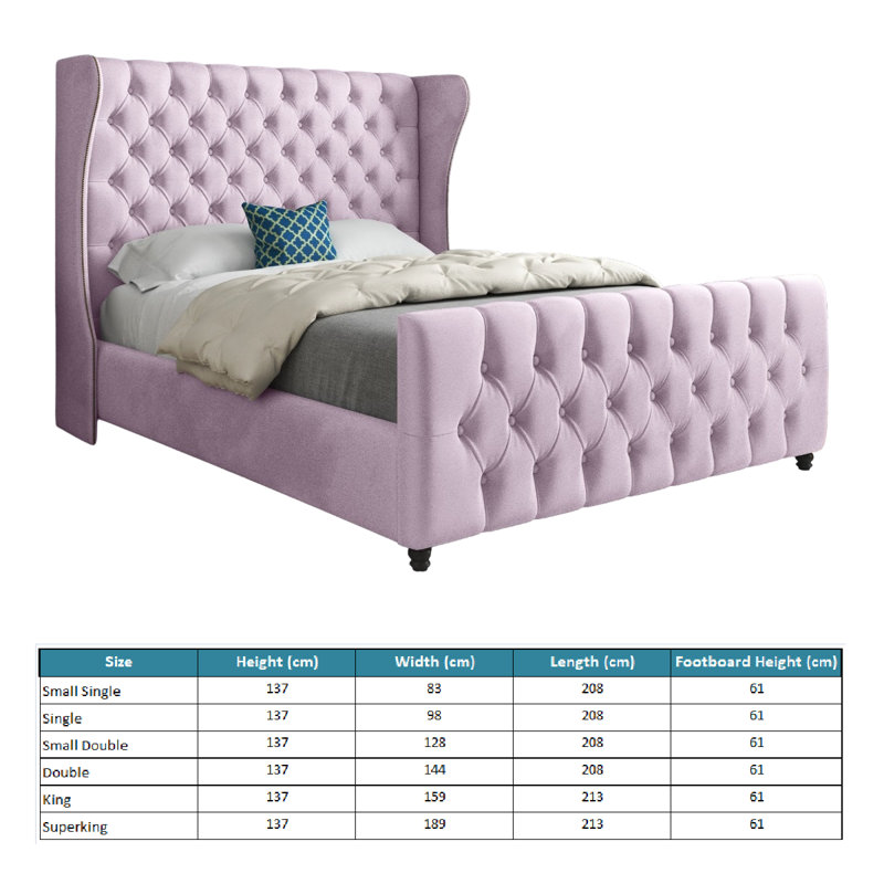 Alecto Upholstered Bed, Kingsize (5'), Pink