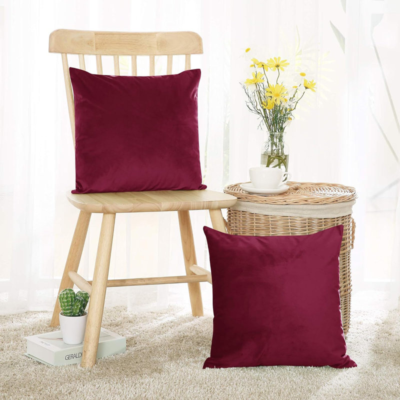 Lukats Square Throw Pillow Cover, Burgundy, 45cm H x 45cm W
