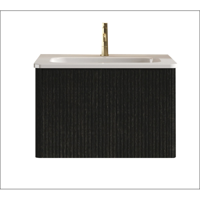 Meuble-lavabo flottant rayé 24 po avec lavabo en céramique blanc, meuble-lavabo une pièce sans évier, pré-assemblé