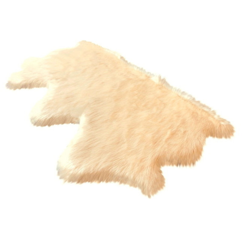 Tapis beige en peau de mouton à poil long fabriqué à la main Amaranta, Nouveauté 3 pi x 4 pi 6 po